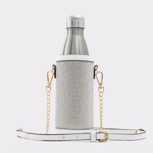 ALDO Rhinestone white and gold hardware water bottle holder